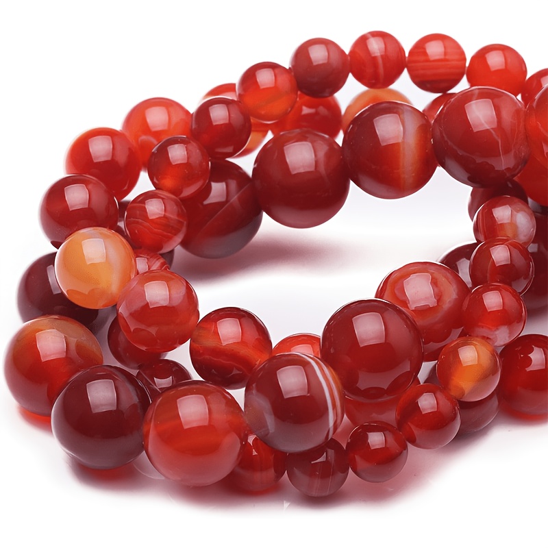 Red Striped Agate Beads for DIY Making